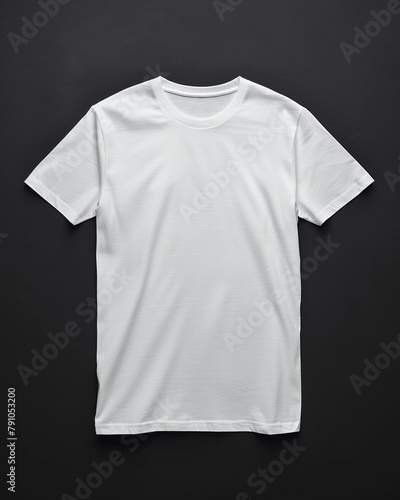 Highresolution image of a blank white tshirt, ready for branding or apparel design, presented in a simple mockup format