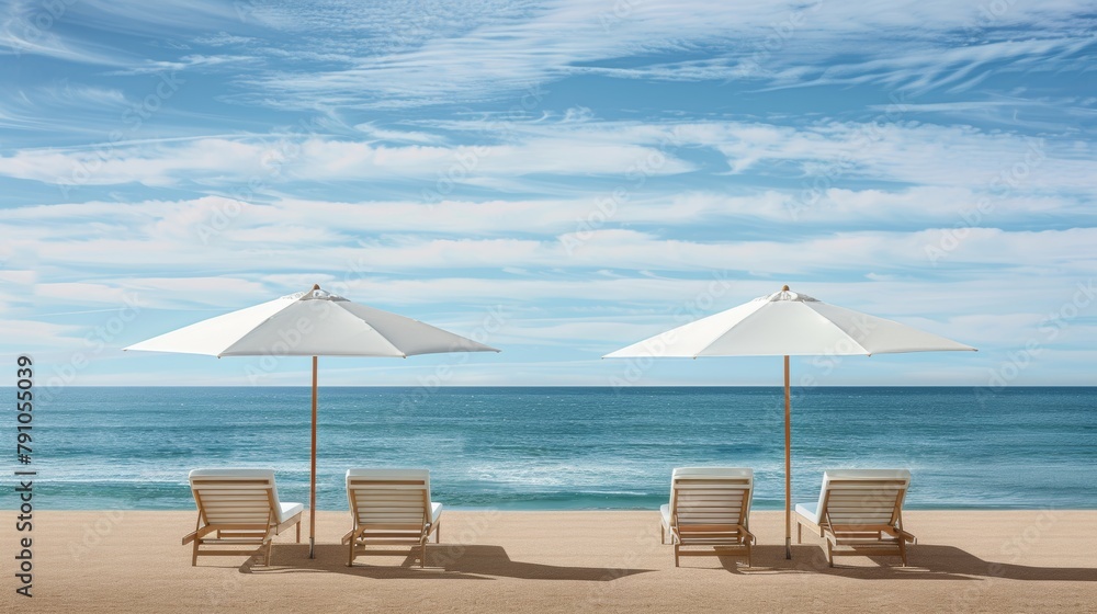 Obraz premium Luxurious relaxation harmonizing the power of the sea with the serenity of the beach
