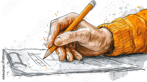 illustration comic art hand with pencil