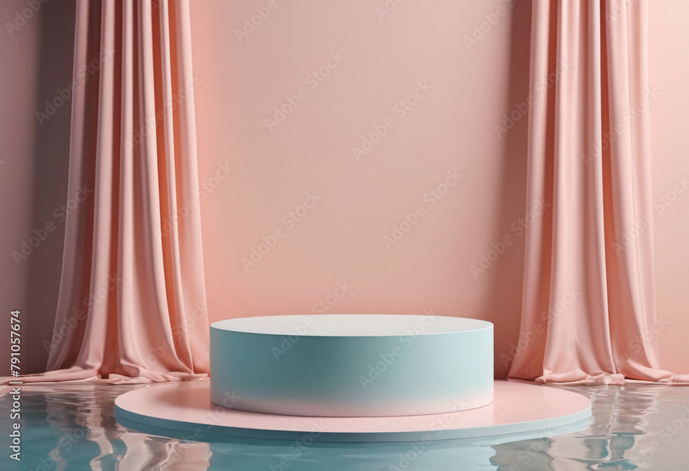 Generative AI illustration of podium and curtains Generative AI illustration of podium and curtains