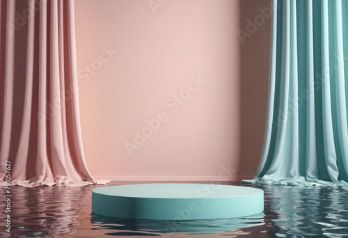 Generative AI illustration of podium and curtains