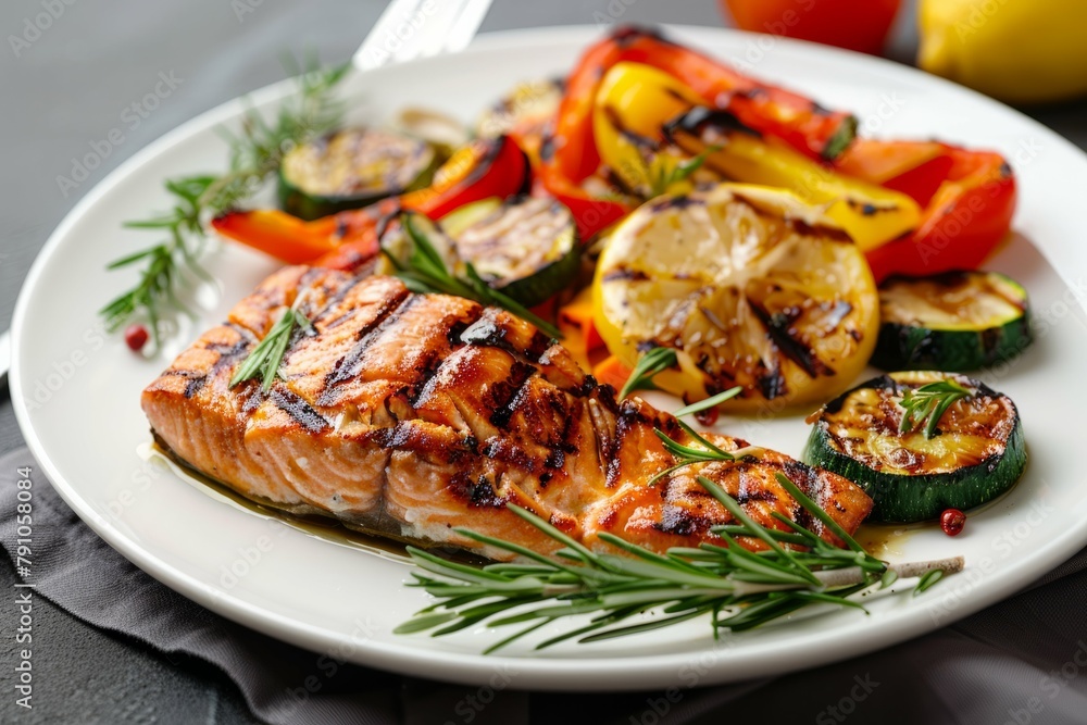 Grilled Salmon and Vegetables Grilled Salmon and Vegetables