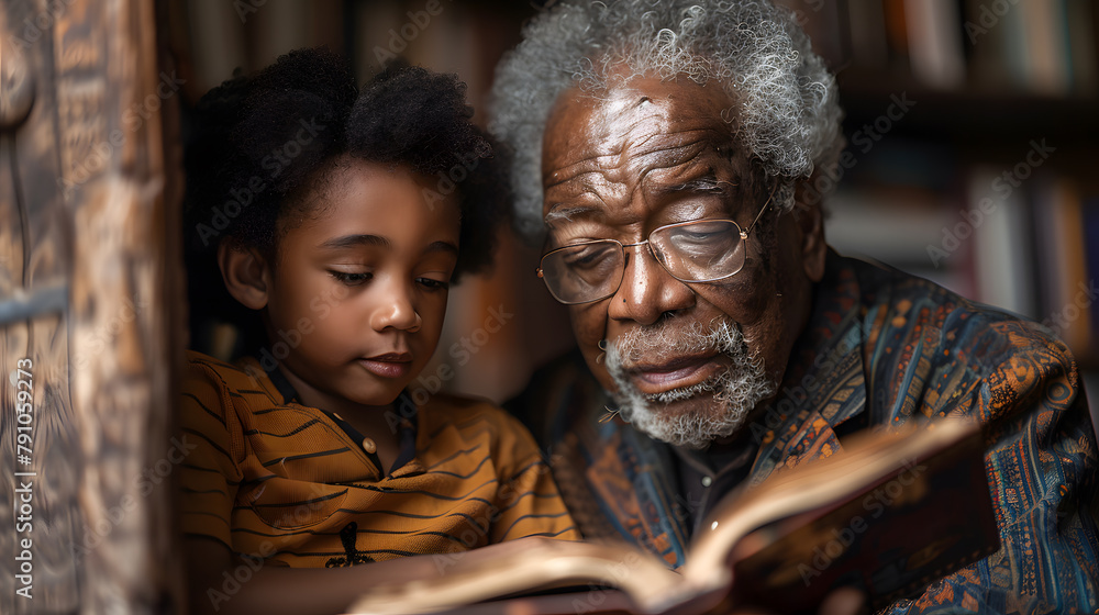 grandfather and granddaughter reading grandfather and granddaughter reading