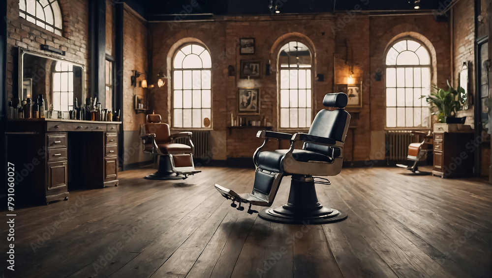 Empty barbershop interior workplace