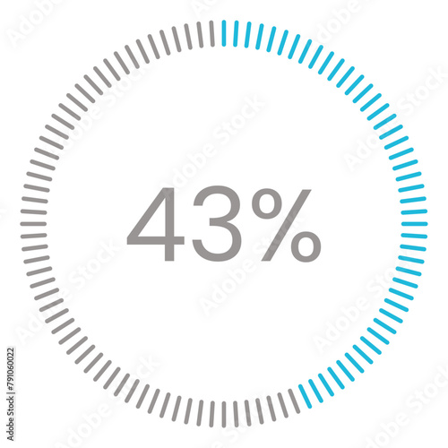 43% Loading. 43% circle diagrams Infographics vector, 43 Percentage ready to use for web design ux-ui