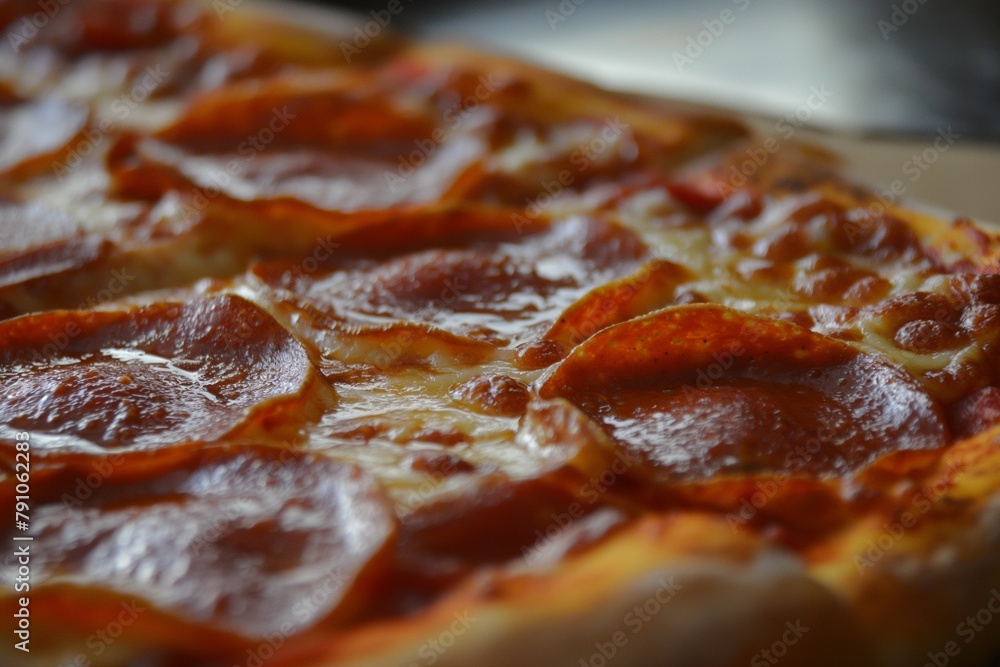 Cheesy Pepperoni Pizza closeup, pizza background, restaurant background Cheesy Pepperoni Pizza closeup, pizza background, restaurant background