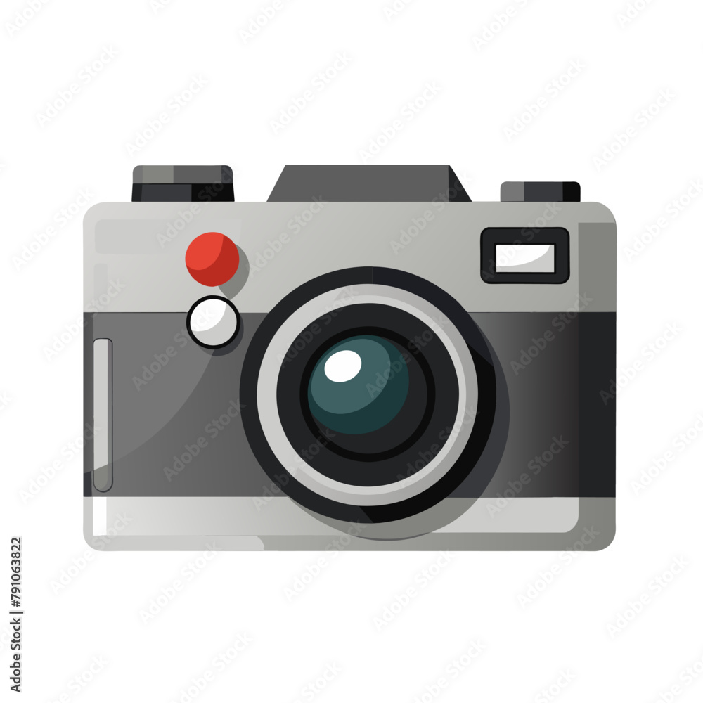Cute film retro photo camera. Modern digital device with lens in vintage style Cute film retro photo camera. Modern digital device with lens in vintage style