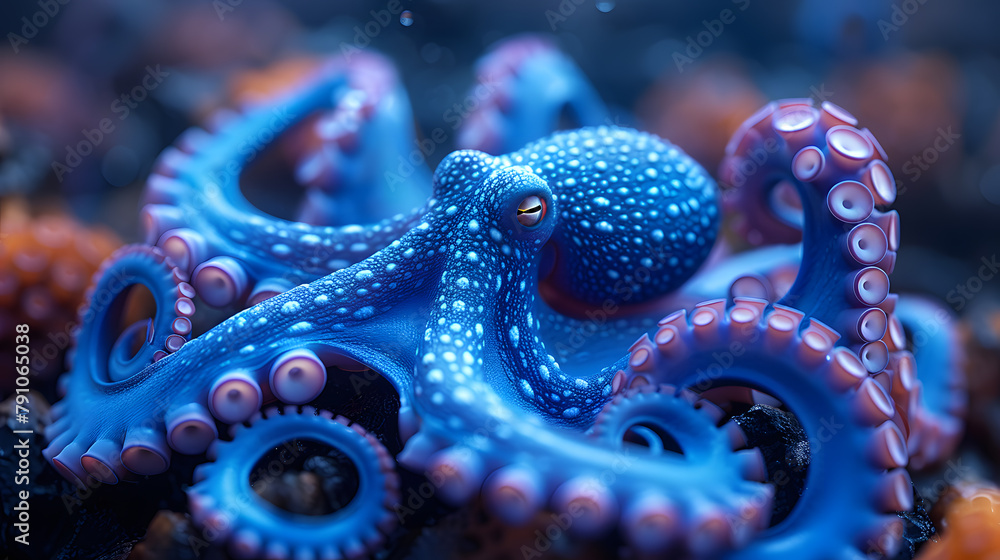 Obraz premium Blue-ringed octopus (Hapalochlaena maculosa) 