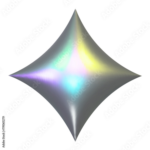 3d metal holographic y2k element - star with glossy chrome effect. Trendy y2k vector illustration