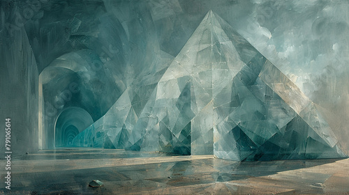Abstract wallpaper with iceberg in the tunnel. photo