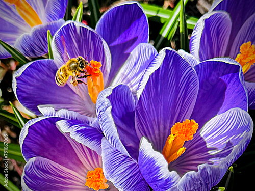 western honey bee in flower