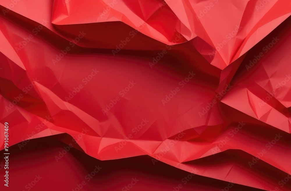 Naklejka premium Red crumpled paper. Colored paper background.
