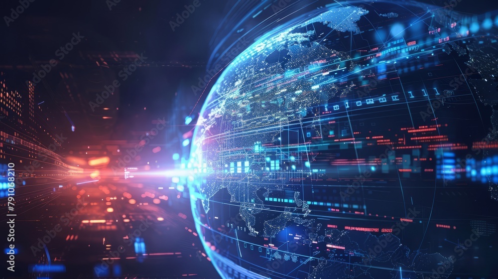 Background with globe and digital technology. Background with globe and digital technology.