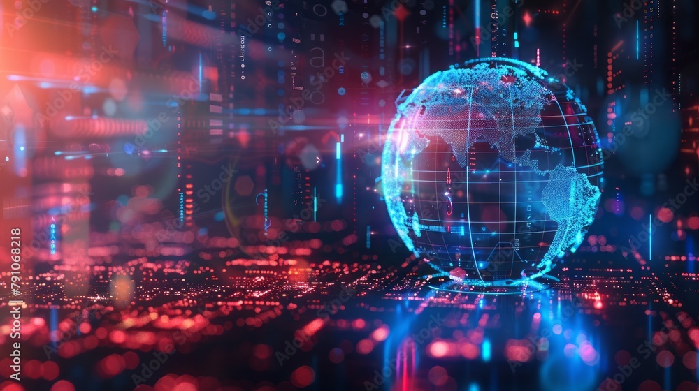Background with globe and digital technology. Background with globe and digital technology.