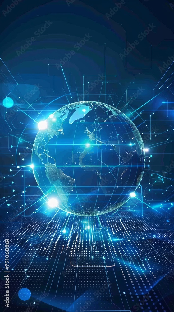 Background with globe and digital technology. Background with globe and digital technology.