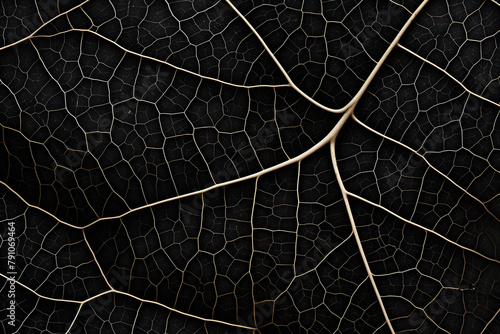 A monochromatic background focusing on the artistic pattern of leaf veins and cells, showcasing the natural symmetry and texture Generative AI,