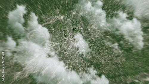 Zooming on St. Louis, US. Earth zoom in from outer space to city. The animation continues by zoom out through clouds and atmosphere into space. View of the Earth at night. Images from NASA. 4K