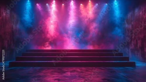 Brightly Lit Stage with Pastel Decor Generative AI © Stefan