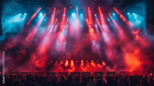 Dramatic Lighting at Rock Music Festival Stage Generative AI