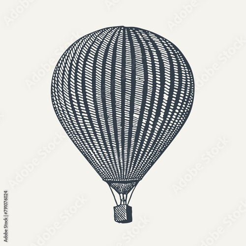 Hot air Balloon. Vintage engraving style vector illustration.
