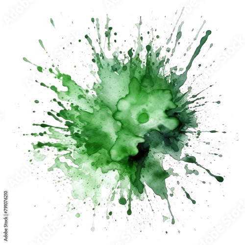 green simple paint brush strokes in watercolor isolated against transparent photo