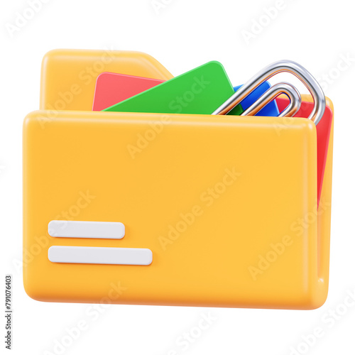 Yellow 3D rendered folder icon with colorful files