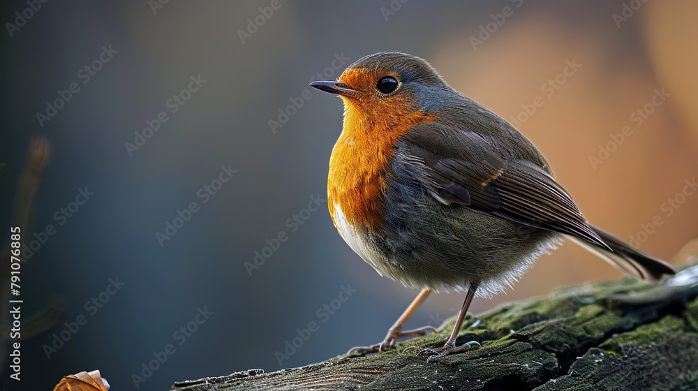 European Robin Resting on a Moss-Covered Log
European Robin Resting on a Moss-Covered Log