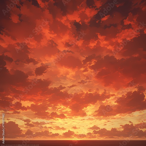 Spectacular Orange and Red Cloudy Sunset Illustrations with a Dynamic Atmosphere