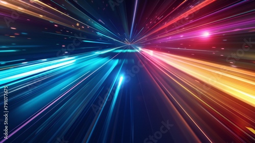 Colorful geometric speed line abstract technology background.