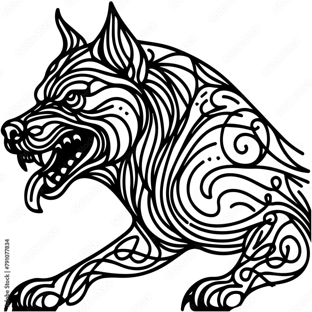 The Vector dog or wolf for tattoo or T-shirt design or outwear The Vector dog or wolf for tattoo or T-shirt design or outwear