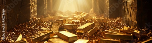 The interior of a vault overflowing with gold bars, symbolizing wealth and abundance in its most tangible form photo