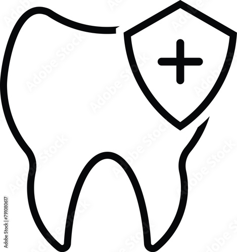 Set of Tooth icons. Outline and solid teeth symbol. Teeth care icon. Vector Illustration.