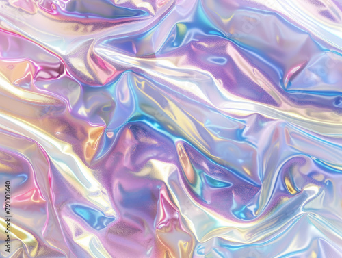 Disegno di texture olografica orizzontale astratta colori pastello per modello e sfondo - Onde olografiche vibranti con una texture liscia in un disegno astratto photo