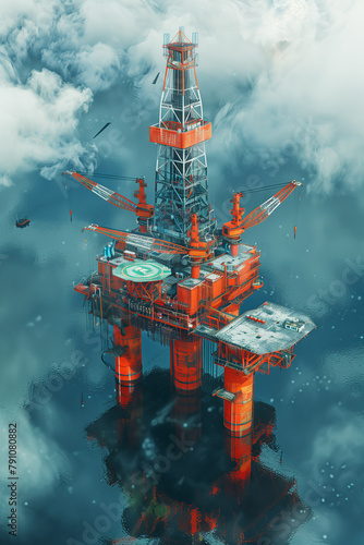 Ocean oil rigs, natural gas offshore industry.