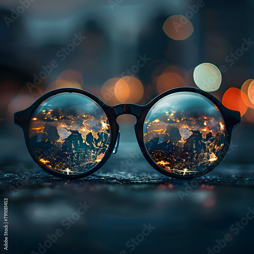 Glasses with World Viewed Inside Frame