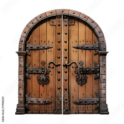 Old wooden door isolated on white background with clipping path. © Alex