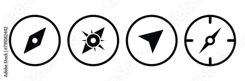 Set of navigation compass icon. Navigation symbol in outline. Compass symbol Vector Illustration.