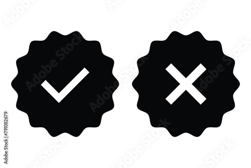Set of checkmark tick icon. Line and glyph check mark. Vector Illustration.