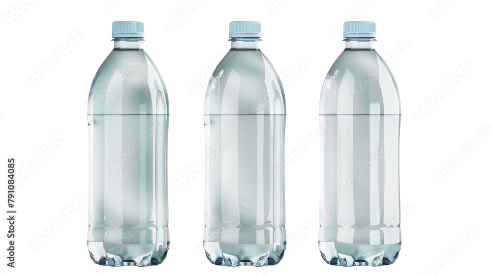 empty water bottle set, design template of packaging mockup for graphics, front, isolated on white, cut out empty water bottle set, design template of packaging mockup for graphics, front, isolated on white, cut out