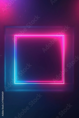 A neon colored square with a blue and pink glow