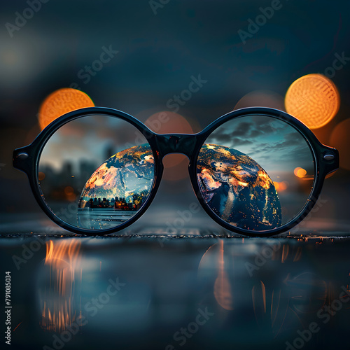 Glasses with World Viewed Inside Frame