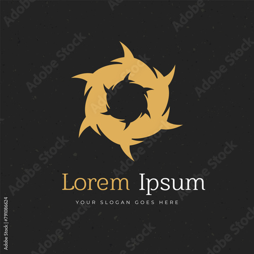 Thorns circle crown of thorns logo design. Icon vector illustration isolated on dark background