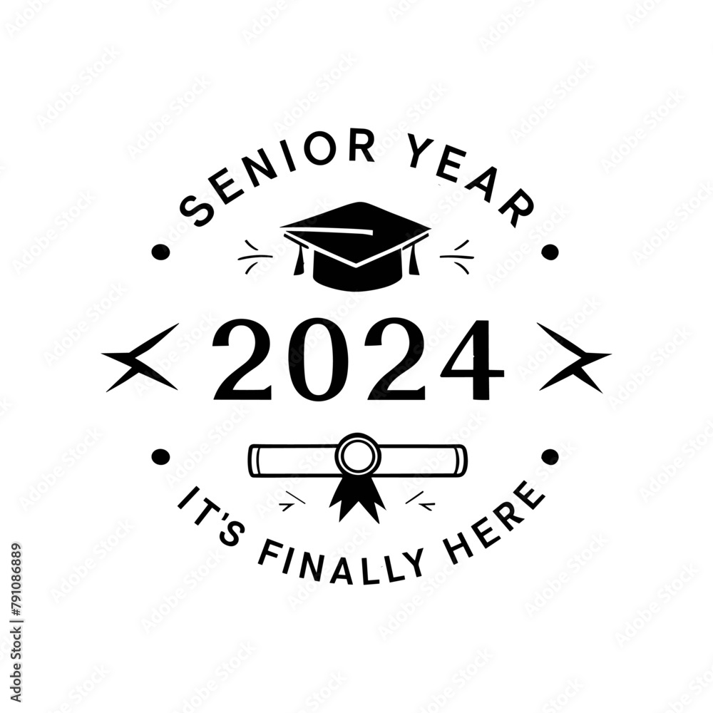 2024 graduation vector, 2024 senior year its finally here Stock Vector
