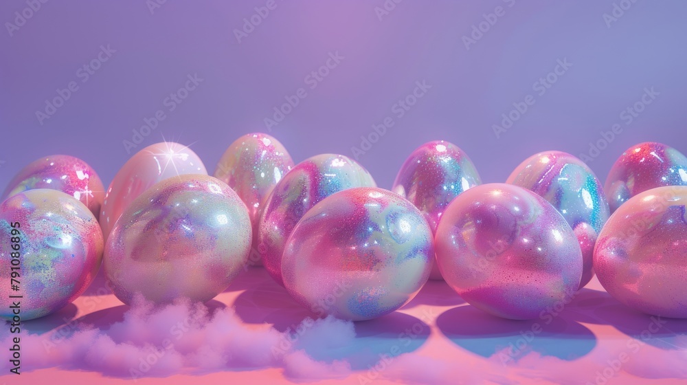 Mother of pearl glamorous painted easter eggs. Mother of pearl glamorous painted easter eggs.