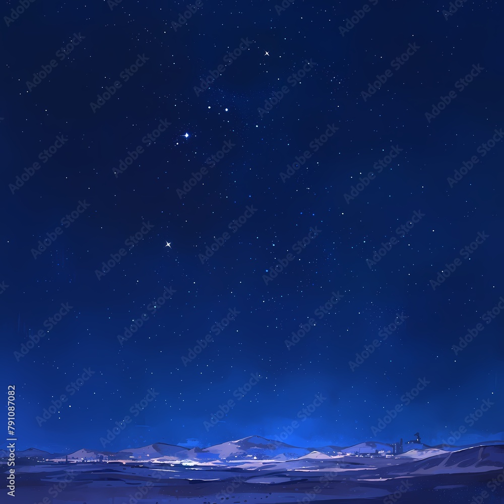 Breathtaking Vast Desert Night Skyline Decorated with Stellar Cluster