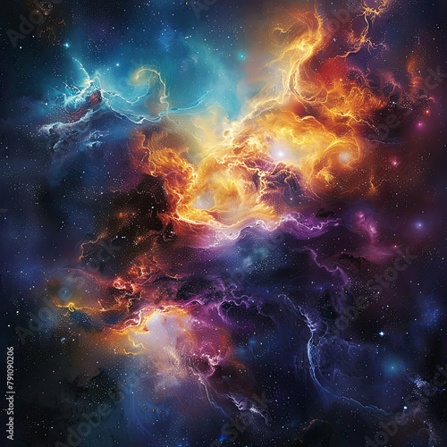 Nebulous Dreams Oil Painting Illustration of Cosmic Beauty © Arti