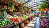 A market with many different types of fruits and vegetables