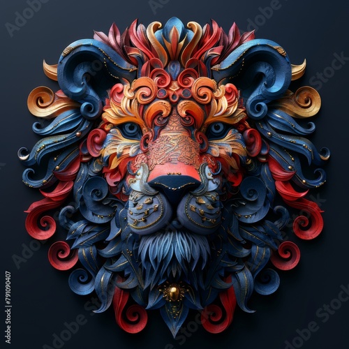 beautiful tiger head. 3 d illustration