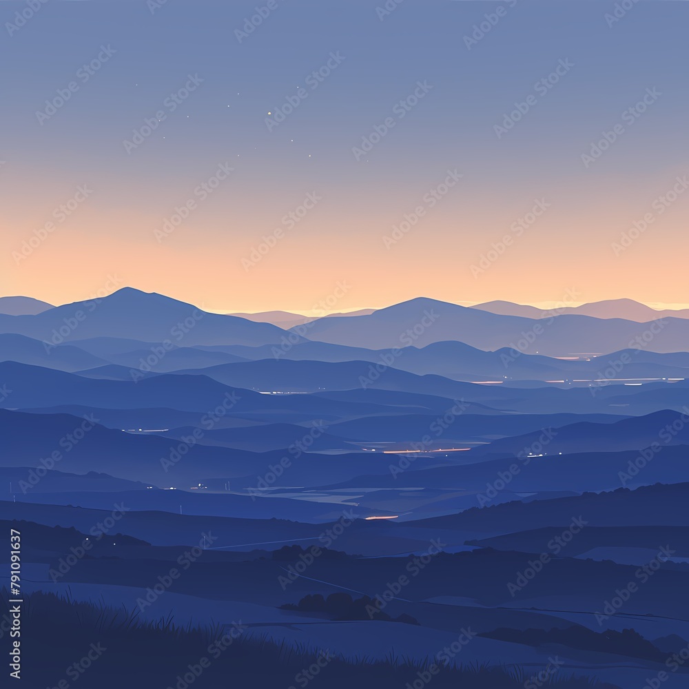 Purple and Orange Hued Mountainous Horizon with Sunlight Rays and Twilight Vibes
