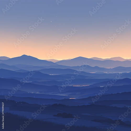Purple and Orange Hued Mountainous Horizon with Sunlight Rays and Twilight Vibes © RobertGabriel